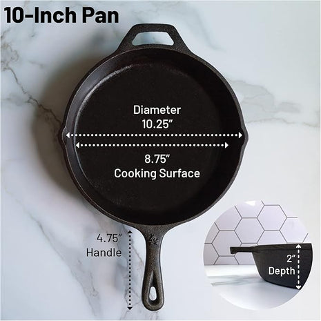 Backcountry Iron 10-1/4 Inch Round Medium Pre-Seasoned Cast Iron Skillet