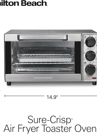 Hamilton Beach Sure-Crisp Air Fryer Toaster Oven Combo, Fits 9” Pizza, 4 Slice Capacity, Powerful Circulation, Auto Shutoff, Stainless Steel (31403)