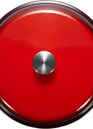 Amazon Basics Cast Iron Dutch Oven Pot with Lid, Enameled, Round, Dual Handles, Heavy-Duty, Small, 4.3-Quart, Red