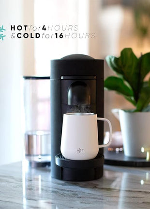 Simple Modern Travel Coffee Mug with Lid and Handle | Reusable Insulated Stainless Steel Coffee Tumbler Tea Cup | Gifts for Women Men Him Her | Voyager Collection | 12oz | Winter White