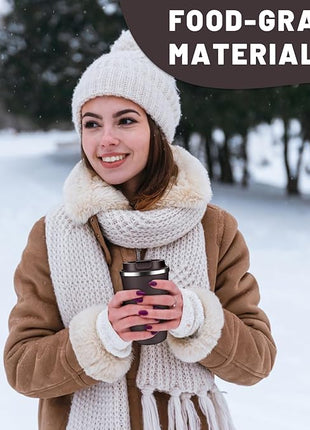 Insulated Coffee Tumblers with Flip Lid 12oz / 17oz, Stainless Steel Travel Coffee Mug Leak Proof, Vacuum Insulated Coffee Mug Reusable Cup, Keeps Cold and Hot for Coffee Tea