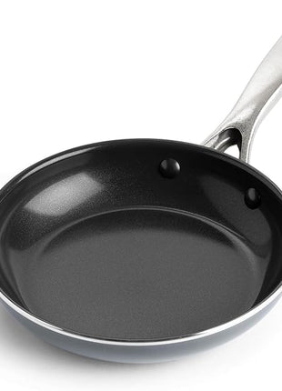 Blue Diamond Frying Pan 8” Skillet, Diamond Infused Healthy Ceramic Nonstick, PFAS and PFOA-Free, Dishwasher and Oven Safe, Even Heating, Metal Utensil Safe, Warp Control Base, Grey