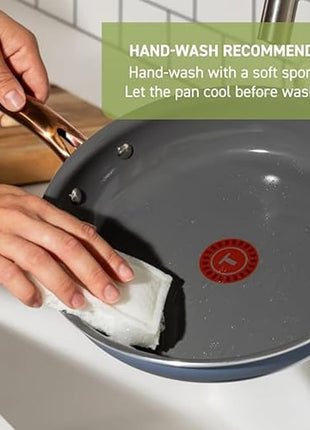 T-Fal Preserve Ceramic Nonstick Frying Pan Skillet 12-inch, Oven Broiler Safe up to 350°F Cookware, InoCeram Glide Technology, Frying Pan, Skillet Pots & Pans, Blue