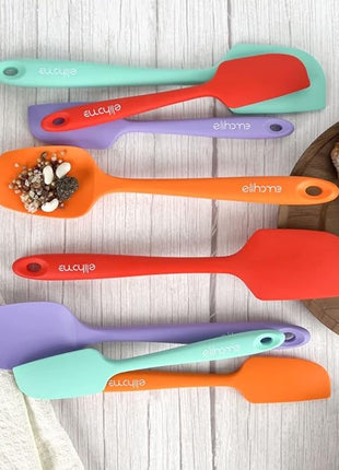 Elihome Chef Series 3 Piece Silicone Spatula Set - 600°F Heat Resistant Non Stick Rubber Kitchen Scraper Spatulas for Cooking, Baking, and Mixing – BPA Free and LFGB Certified Silicone (Orange)