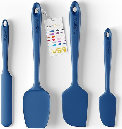 Silicone Spatula Set - 4-Piece Rubber Spatulas Silicone Heat Resistant 600°F for Everyday Task - Seamless Design Kitchen Spatulas for Nonstick Cookware - Royal Blue