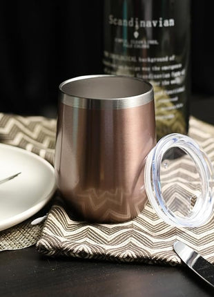 DOMICARE Stainless Steel Wine Tumbler Bulk with Lid, Personalized Rose Gold Insulated Tumblers Set, 12oz Travel Coffee Cups Pack of 1