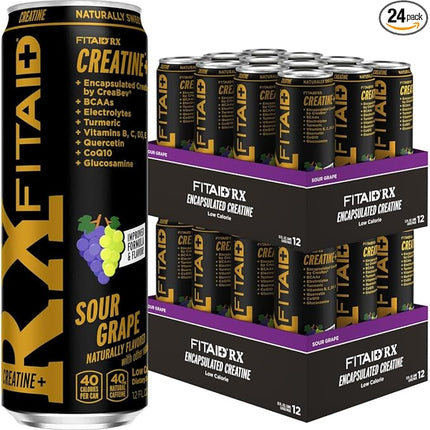 LIFEAID FITAID RX Recovery Blend Plus Creatine, BCAAs, Glucosamine, Turmeric, B-Complex, Electrolytes, 100% Clean, Paleo, Vegan and Gluten-Free, 12 Fl Oz. cans (Pack of 24)
