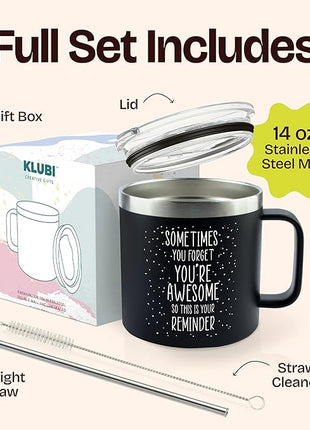 KLUBI Christmas Gifts for Dad – Funny Father Mug, 14oz Black Coffee Cup, Xmas Present for Dad, Thinking of You Coffee Gifts for Men, Birthday Present for Men, Awesome Father Idea