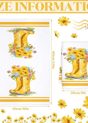Boyiee Set of 6 Yellow Flower Kitchen Towels Decorative Floral Tea Towels Absorbent Home Dish Towels 24 x 16 Inch Truck Reusable Hand Towel Housewarming Gift for Farmhouse Kitchen Bathroom Decoration