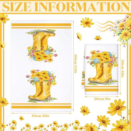 Boyiee Set of 6 Yellow Flower Kitchen Towels Decorative Floral Tea Towels Absorbent Home Dish Towels 24 x 16 Inch Truck Reusable Hand Towel Housewarming Gift for Farmhouse Kitchen Bathroom Decoration