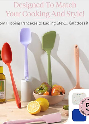 GIR: Get It Right - 5 Piece Essentials All Purpose Set - Ladle, Spatula, Flip, Spoon & Spoonula, Non-stick, Heat Resistant, Dishwasher Safe, Kitchen Utensils, Baking Supplies - Rose