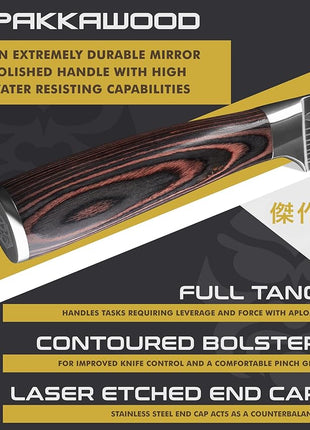 KESSAKU Serrated Bread Knife - 8 inch - Samurai Series - Razor Sharp Kitchen Knife - Forged 7Cr17MoV High Carbon Stainless Steel - Wood Handle with Blade Guard