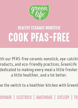 GreenLife Electric Waffle Sandwich Maker, Toaster, Panini Press with Healthy Ceramic Nonstick Plates, Perfect for Tuna Melts, Crispy Rice, Grilled Cheese, LED Indicator Light, PFAS-Free, Pink