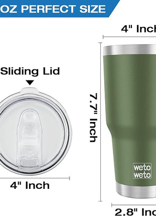 WETOWETO 30oz Tumbler, Stainless Steel Vacuum Insulated Water Coffee Tumbler Cup, Double Wall Powder Coated Spill-Proof Travel Mug Thermal Cup for Home Outdoor (Army Green, 1 Pack)