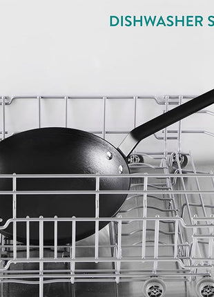 Navaris Nitrided Cast Iron Skillet Pan - Pre-Seasoned Lightweight Non Toxic Frying Pans - Dishwasher Safe Ovenproof No Re-Season Cast Iron Skillets - Dishwasher Safe - 9.8"(25cm)