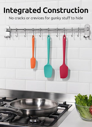 U-Taste Silicone Baking Spatula Set: 600ºF High Heat Resistant, Food Grade Flexible Rubber Kitchen Cooking Mixing Scraper, Food Grade Seamless Utensil for Nonstick Cookware Set of 3 (Multicolors)