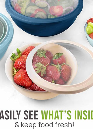 Zulay Kitchen 12 Piece Plastic Mixing Bowls with Leak-Proof Lids Set - Microwave and Freezer Safe Kitchen Mixing Bowls for Preparing, Serving and Storing - Large Nesting Bowls (Twilight Ombre)