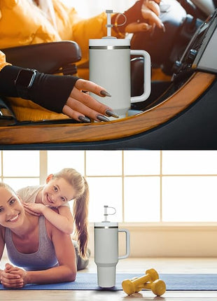 Silicone Spill Stopper Set Compatible with Stanley Cup 2.0 30oz & 40oz with Straw Cover (Set of 2, Ash)