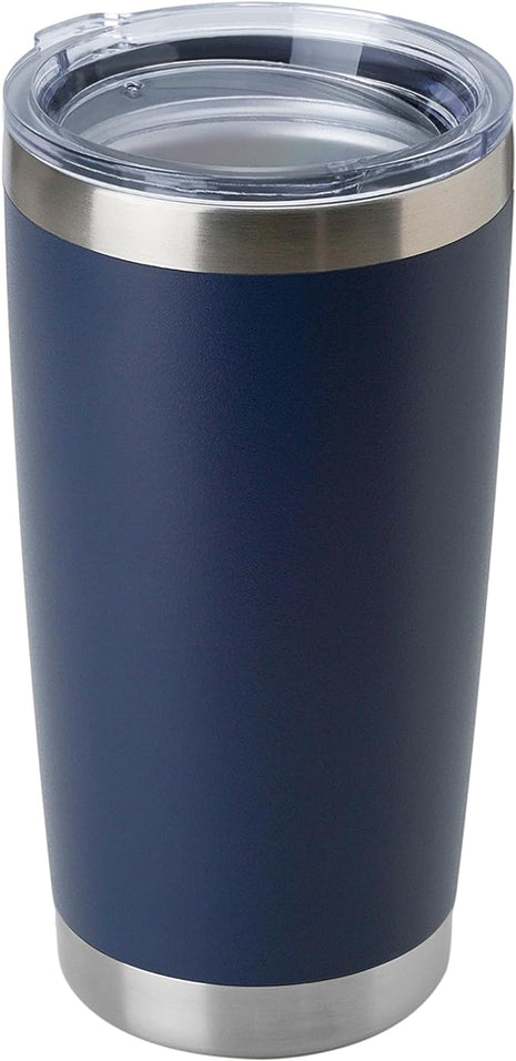 DOMICARE 20oz Stainless Steel Tumbler Bulk with Lid, Double Wall Vacuum Insulated Travel Mug, Powder Coated Coffee Cup (Powder Navy, 1)