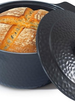 Gotham Steel Hammered 5 Qt Lightweight Dutch Oven Pot with Lid & Holders, Ceramic Non Toxic, Oven Safe & Even Heat Retaining Dutch Oven for Bread Baking Sourdough, Soup, 70% Lighter than Cast Iron