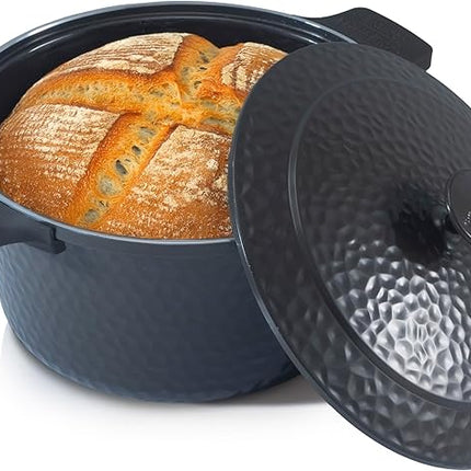 Gotham Steel Hammered 5 Qt Lightweight Dutch Oven Pot with Lid & Holders, Ceramic Non Toxic, Oven Safe & Even Heat Retaining Dutch Oven for Bread Baking Sourdough, Soup, 70% Lighter than Cast Iron