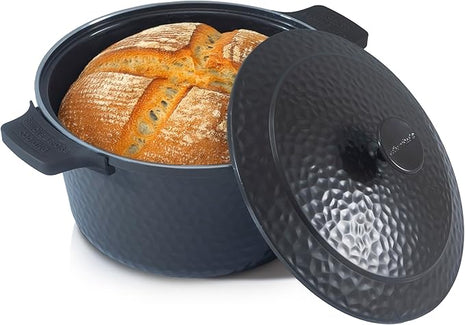 Gotham Steel Hammered 5 Qt Lightweight Dutch Oven Pot with Lid & Holders, Ceramic Non Toxic, Oven Safe & Even Heat Retaining Dutch Oven for Bread Baking Sourdough, Soup, 70% Lighter than Cast Iron