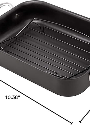 HIC Kitchen Roasting V-Shaped Baking Rack, Nonstick-Coated Steel, Fits Smaller Roasting Pans, 8 x 10.375 x 1.5-Inches