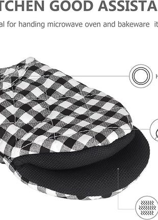 Qulable 1 Pair Short Oven Mitts - Silicone Kitchen Oven Gloves High Heat Resistant 500℉, Mini Oven Mits with Non-Slip Grip Surfaces and Hanging Loop for BBQ, Baking, Cooking and Grilling