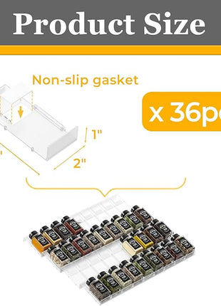 Famhap Spice Drawer Organizer, 36PCS Interlocking Expandable Seasoning Rack Tray Insert for Kitchen Drawers, Spice Rack Drawer for Spice Jars