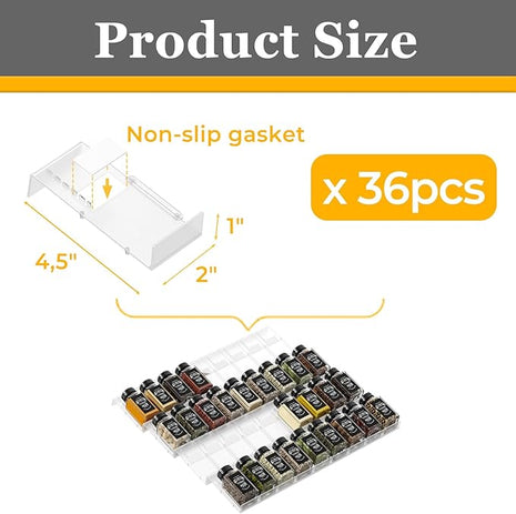 Famhap Spice Drawer Organizer, 36PCS Interlocking Expandable Seasoning Rack Tray Insert for Kitchen Drawers, Spice Rack Drawer for Spice Jars