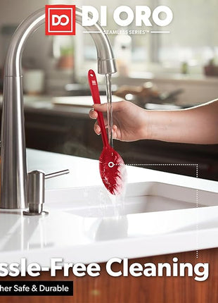 DIORO Silicone Mixing & Serving Spoons - Large Heat-Resistant Non Stick Utensils Big Solid & Slotted Basting & Stirring Spoons - Dishwasher Safe (2pc, Red)