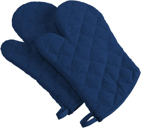 DII Basic Terry Collection 100% Cotton Quilted, Oven Mitt, Nautical Blue, 2 Piece