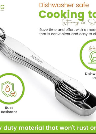 Spring Chef Stainless Steel Measuring Cups and Spoons Set of 14 with Leveler, Nesting Kitchen Metal Measuring Cups and Spoons Set for Dry and Liquid Ingredients, Perfect for Cooking & Baking