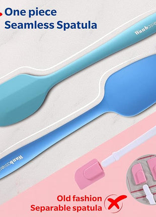 Wanbasion 5 Piece Premium Silicone Spatula Set Heat Resistant, Colorful Rubber Baking Spatula Set, Kitchen Spatula Set Dishwasher Safe for Nonstick Cookware Cooking Mixing Multicolor-6