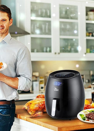Air Fryer 6.9QT/6.5L, Uten 1700W High-power 8 in 1 Deep Frying Mode, Rapid Heating up, Non-Stick Oven, Oilless Cooking, Fast Heat up/Time Control, LED Digital Touchscreen, Black