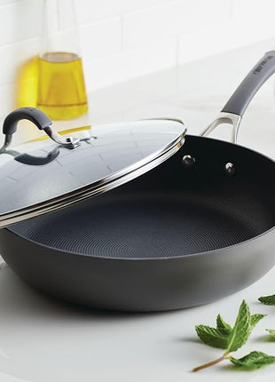 Circulon Radiance Deep Hard Anodized Nonstick Frying Pan /Skillet with Lid - 12 Inch, Gray