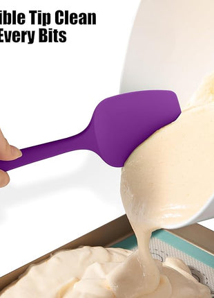 Heat Resistant Silicone Spoon Spatulas, Doosu 600°F High Temp Flexible Cooking Spoons Kitchen Spoonula Scratch-Proof for Mixing Stirring Scraping Serving Non-Stick Cookware (Set of 3, Multi-3)