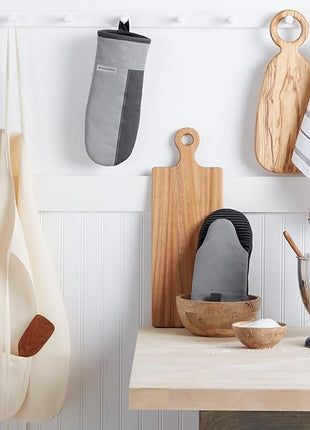 KitchenAid Beacon Two-Tone Non-Slip Oven Mitt Set, Cool Grey/Frost Grey, 5.75"x13", 2 Piece