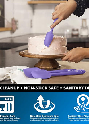 DI ORO Mini Spatula - Small Spatulas Silicone Heat-Resistant up to 600°F - Silicone Kitchen Scraper for Baking & Cooking BPA Free - Mixing Spatula Dishwasher Safe - Nonstick Cookware Safe (Lavender)