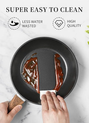 Frying Pan Nonstick - 9.5 Inch Frying Pan,Non Stick Skillet Egg Omelette Pan, Black Nonstick Non Toxic Cooking Pan,Oven Safe, Induction Compatible, PFOA Free