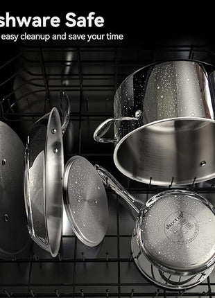 Duxtop Whole-Clad Tri-Ply Stainless Steel Induction Cookware Set, 10PC Kitchen Pots and Pans Set
