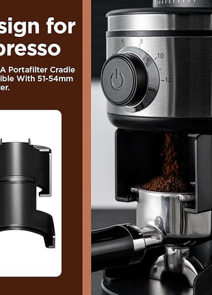 Burr Coffee Grinder, Electric Conical Coffee Bean Grinder With 30 Adjustable Grind Settings For 2-12 Cups, Sliver & Black