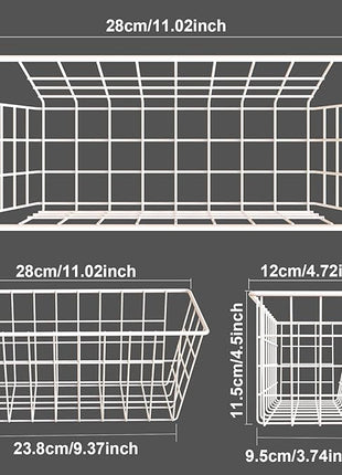 MaraFansie Wall Wire Baskets Adhesive Basket Hanging Kitchen Baskets No Drilling for Cabinet & Pantry Organization and Kitchen, Bathroom, Bedroom Storage, 4 Pack, White
