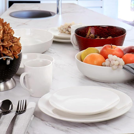 Elama Iris Porcelain Dinnerware Set, White, 32 Piece Set (935115428M)