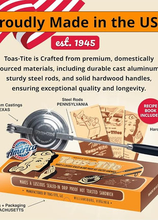 Sandwich Grill Toas-Tite, Handheld Sandwich Maker, Hand Toaster, Panini & Sandwich Press for Hot Sandwiches, Pies - Best for RV Camper, Stovetop, Grill, Tool for Portable Cooking 3-Pack