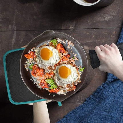 Cotton and Neoprene Oven Pads Pot Holders with Pocket 8"x8.5" Dual-Function Hot Pad Set for Finger Hand Wrist Protection Heat Resistant to 428°F Teal