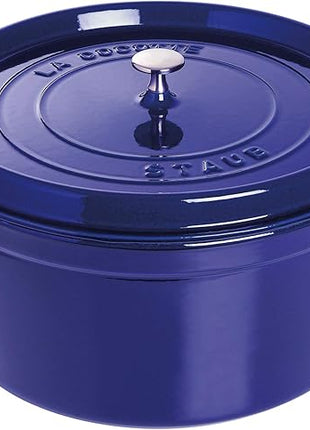 Staub Cast Iron 9-qt Round Cocotte - Dark Blue, Made in France