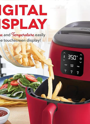 DASH Tasti-Crisp™ Electric Air Fryer Oven, 2.6 Qt., Red – Compact Air Fryer for Healthier Food in Minutes, Ideal for Small Spaces - Auto Shut Off, Digital, 1000-Watt