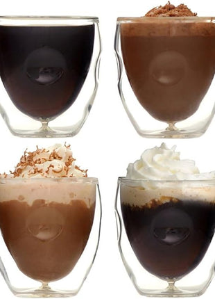 Ozeri Moderna Artisan Series Double Wall Beverage and Espresso Shot Glasses, 2-Ounce, Set of 4