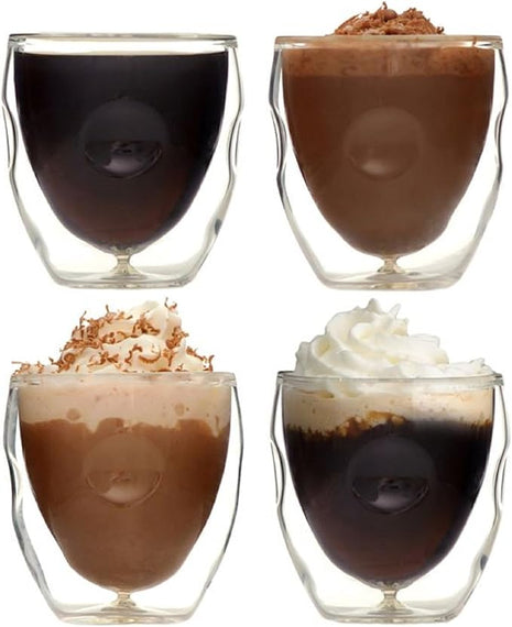 Ozeri Moderna Artisan Series Double Wall Beverage and Espresso Shot Glasses, 2-Ounce, Set of 4